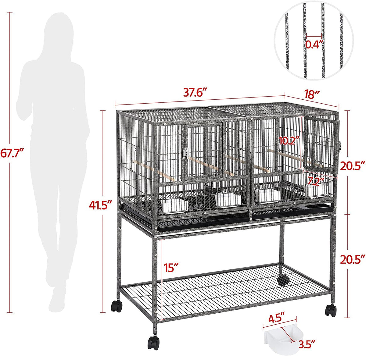 Yaheetech 41.5" Stackable Divided Bird Breeder Cage MJ's Pet Closet