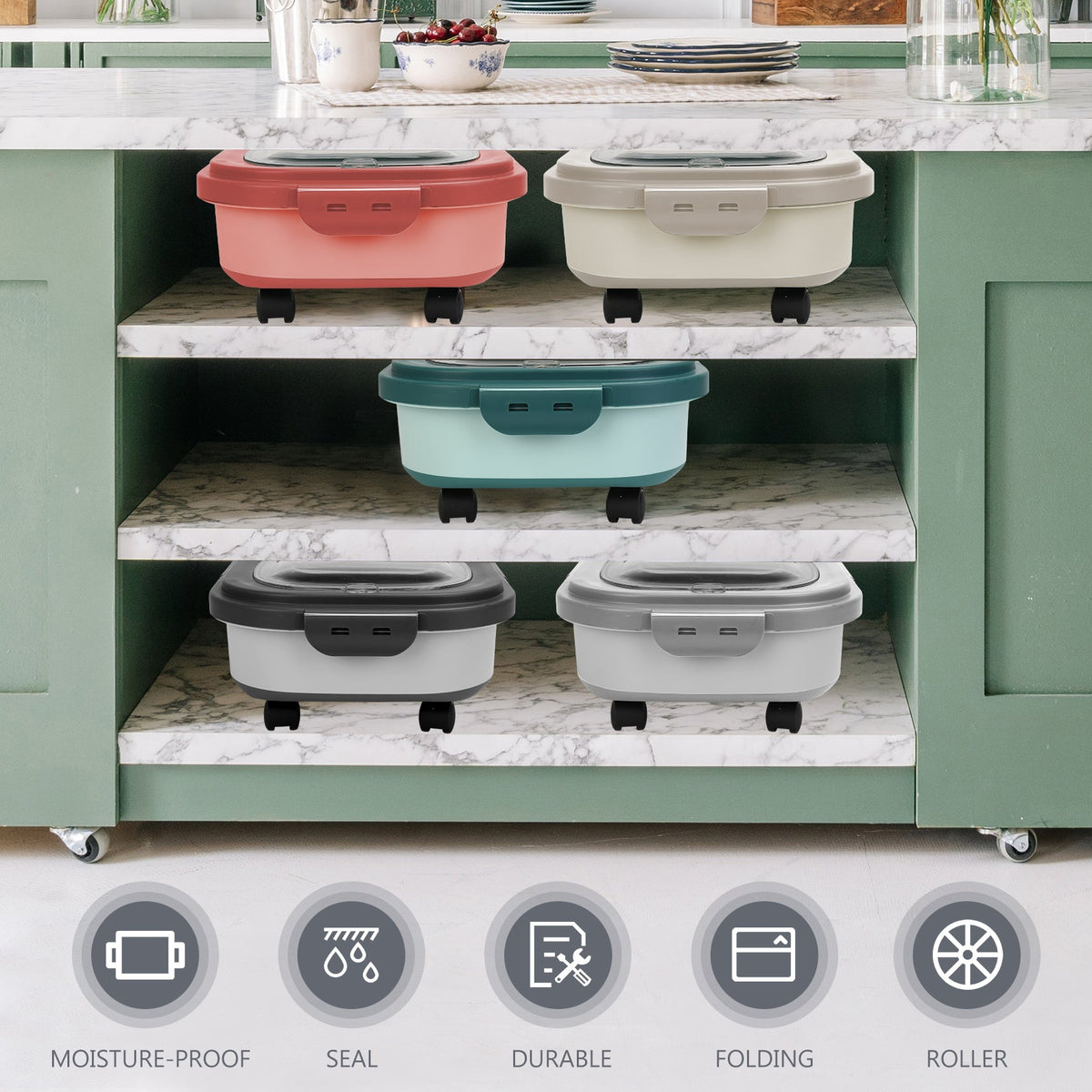 Collapsible Pet Food Container with Wheels – 20 Lb Capacity MJ's Pet Closet