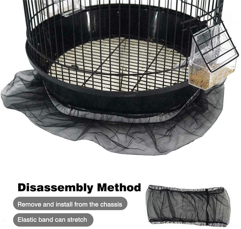 Universal Bird Cage Seed Catcher & Skirt | Nylon Mesh | Fits Cages Up to 90" | Machine Washable | Black MJ's Pet Closet