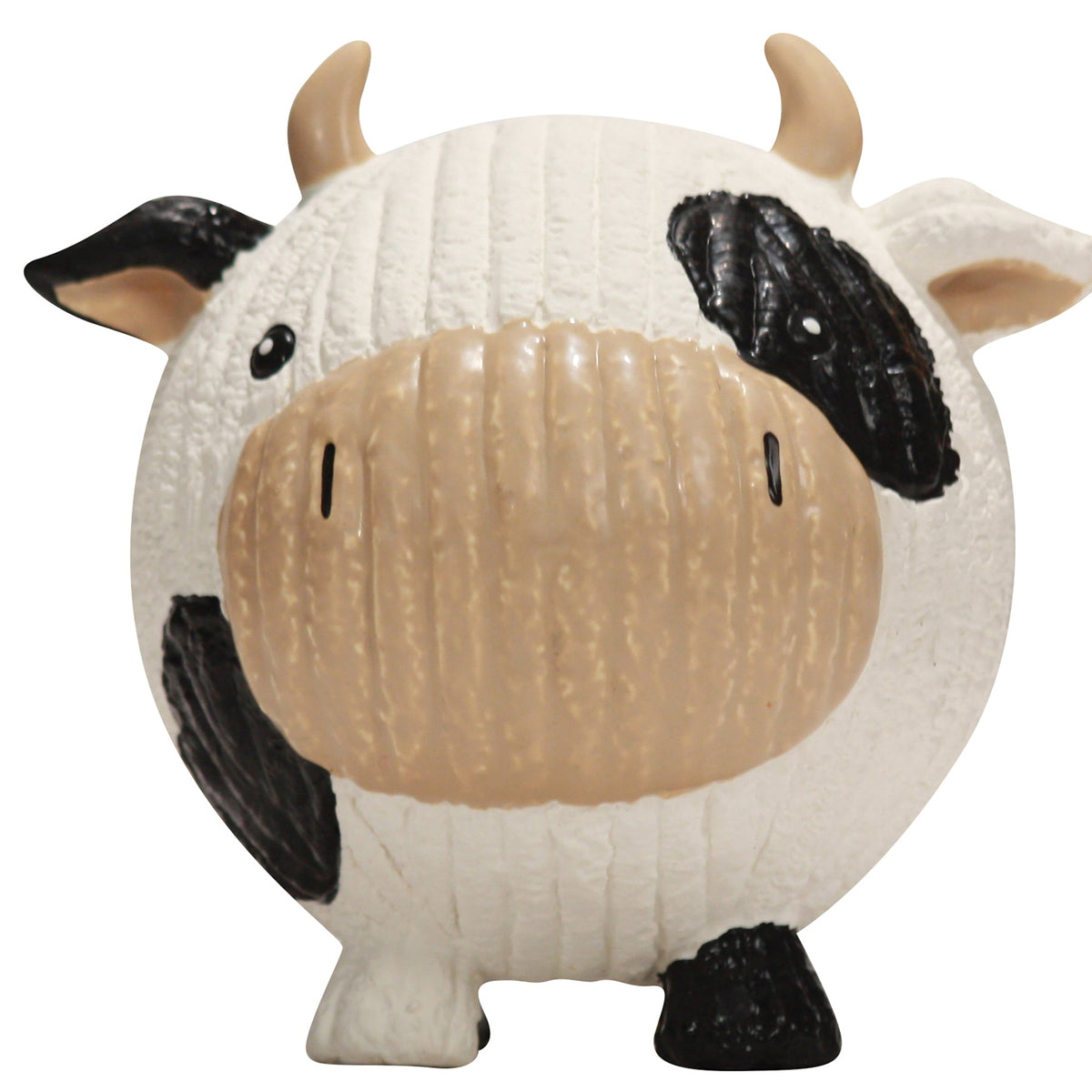 Cow-shaped inflatable toy on a white background