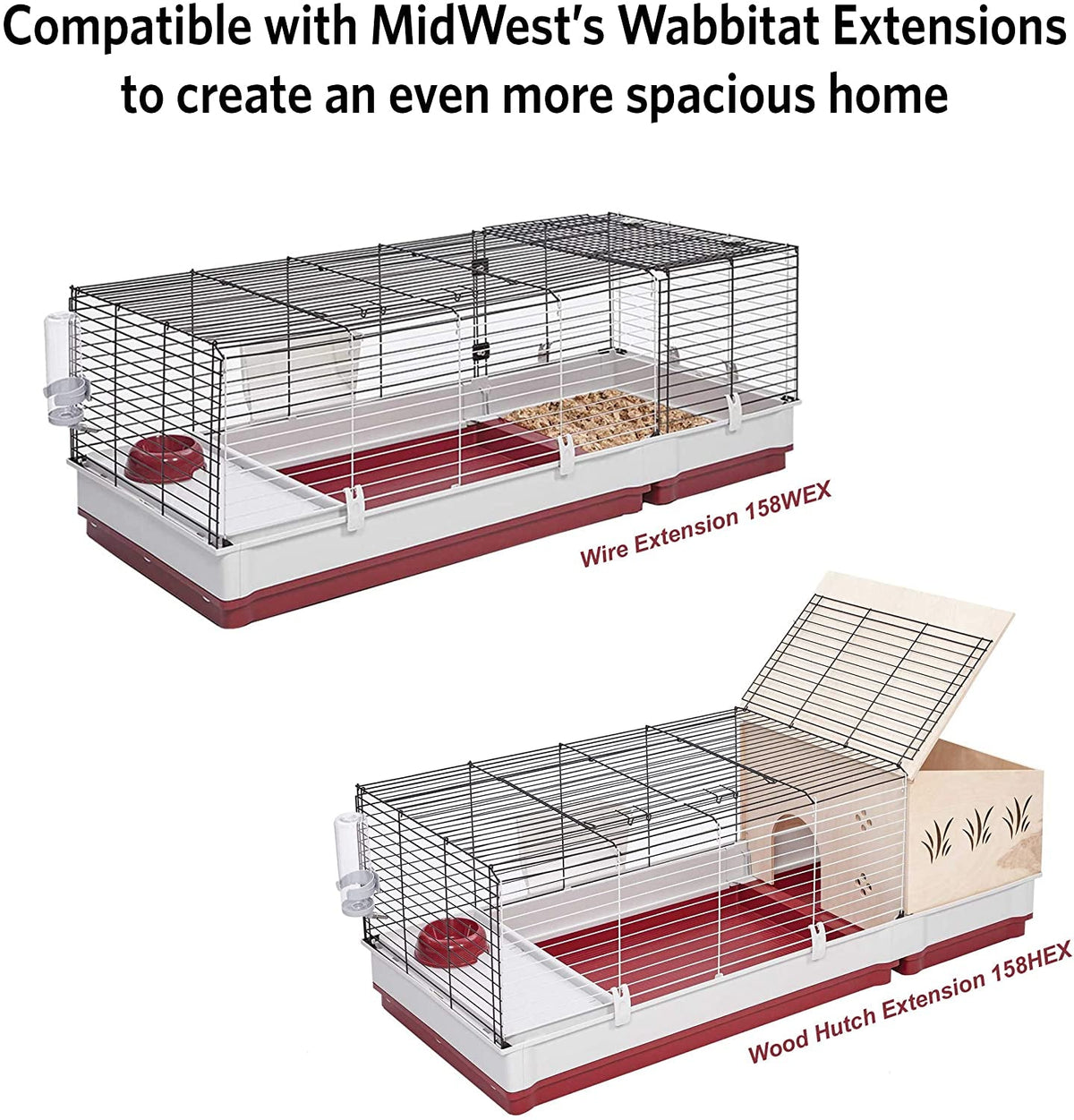 Wabbitat Deluxe Rabbit Cage – 39.5" x 23.75" x 19.75", Maroon/White MJ's Pet Closet