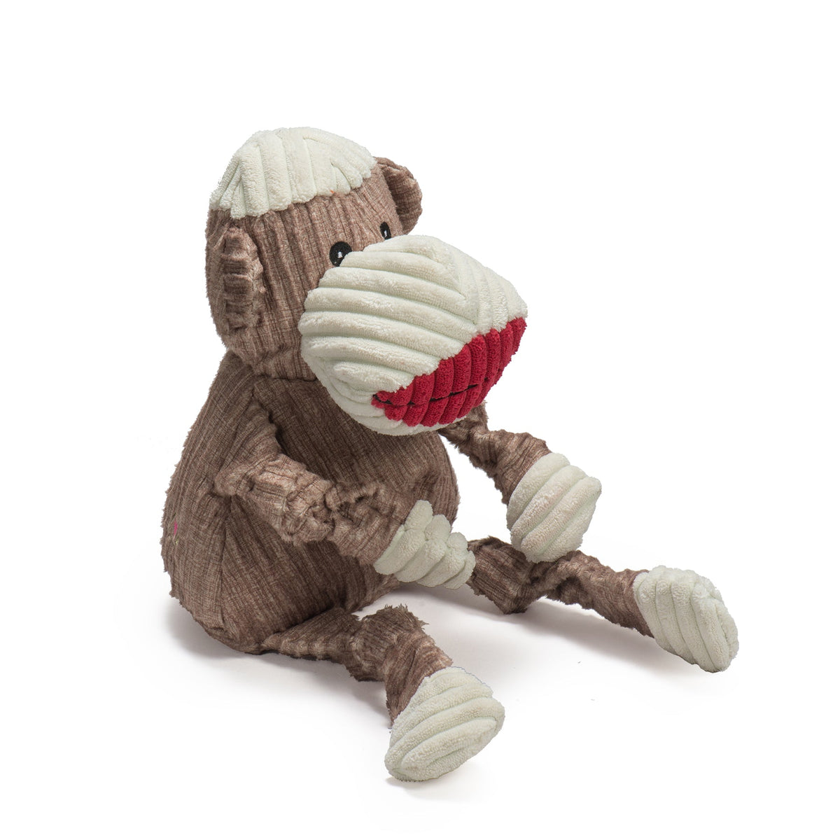 Stuey Sock Monkey Knottie® Plush Dog Toy – 5-Squeaker Tug & Chew Toy HuggleHounds