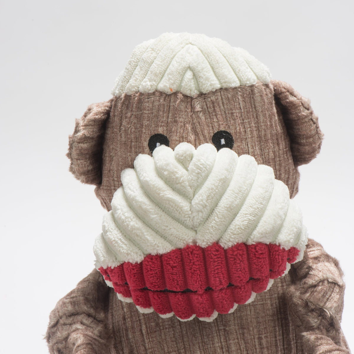 Stuey Sock Monkey Knottie® Plush Dog Toy – 5-Squeaker Tug & Chew Toy HuggleHounds