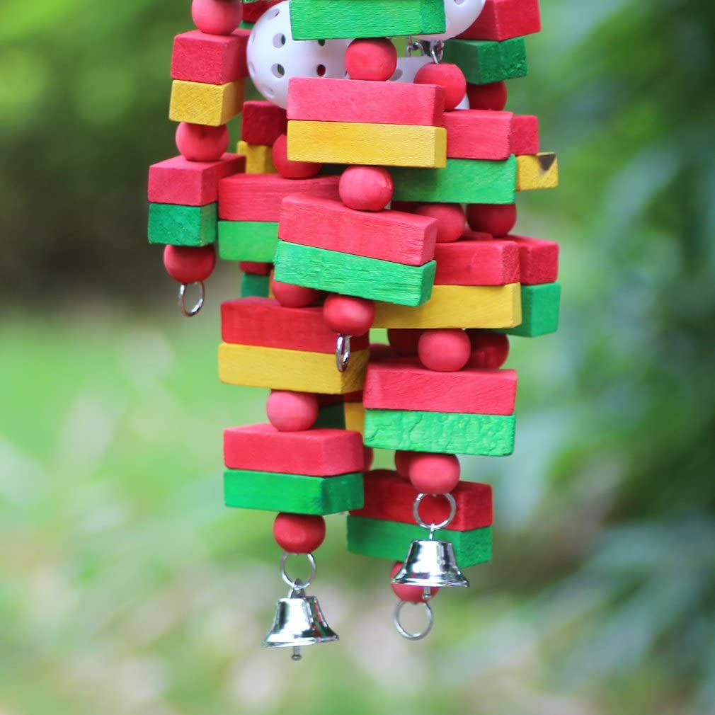 Kintor Large Parrot Chewing Toy – 22" Colorful Wood Block Cage Toy for Macaws, Cockatoos, African Grey & Amazon Parrots MJ's Pet Closet