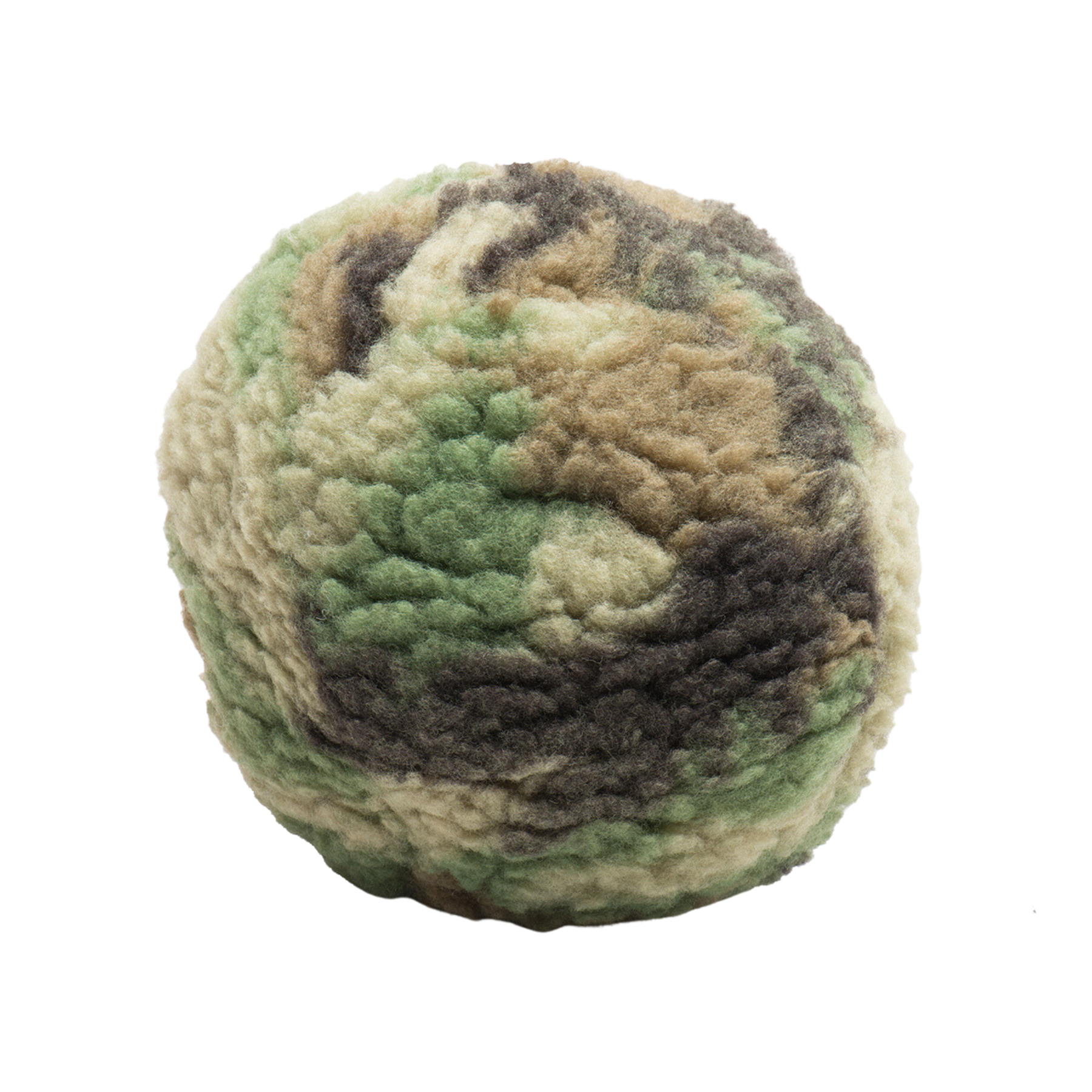 Camouflage-patterned ball on a white background