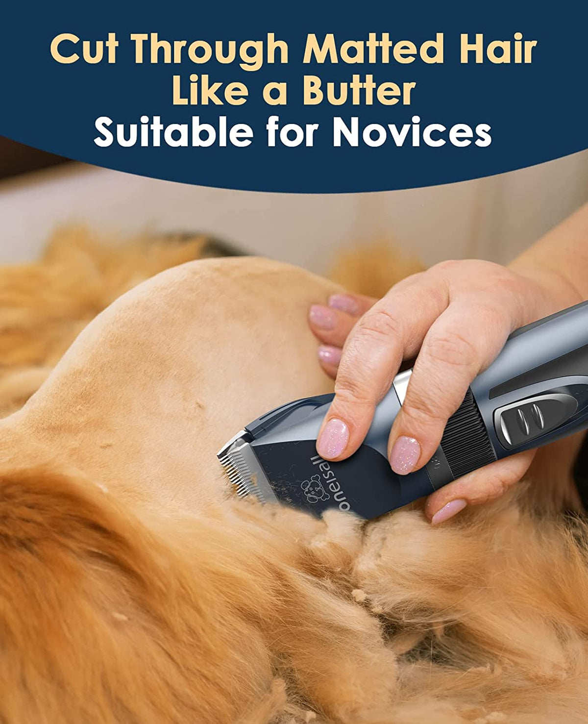 Oneisall Cordless Cat & Dog Hair Clippers โ Low Noise, 2-Speed, LCD Display, 220-Min Battery | 6 Guide Combs Included | Blue MJ's Pet Closet
