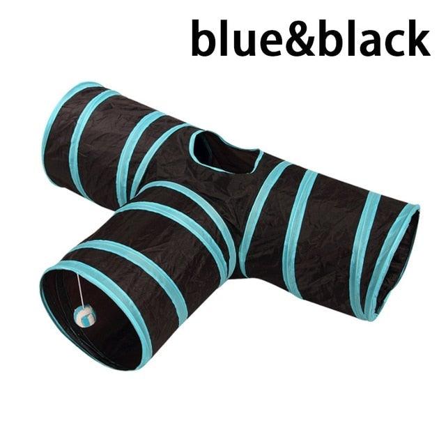Collapsible Cat Tunnel Toy | Foldable S-Tube with Crinkle Sides & Peepholes | 2–5 Holes Stevvex