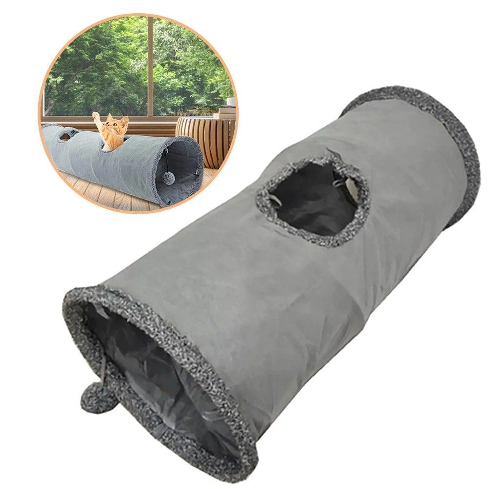 Collapsible Cat Tunnel Toy | Foldable S-Tube with Crinkle Sides & Peepholes | 2–5 Holes Stevvex