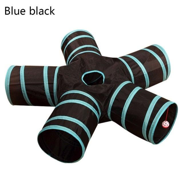 Collapsible Cat Tunnel Toy | Foldable S-Tube with Crinkle Sides & Peepholes | 2–5 Holes Stevvex