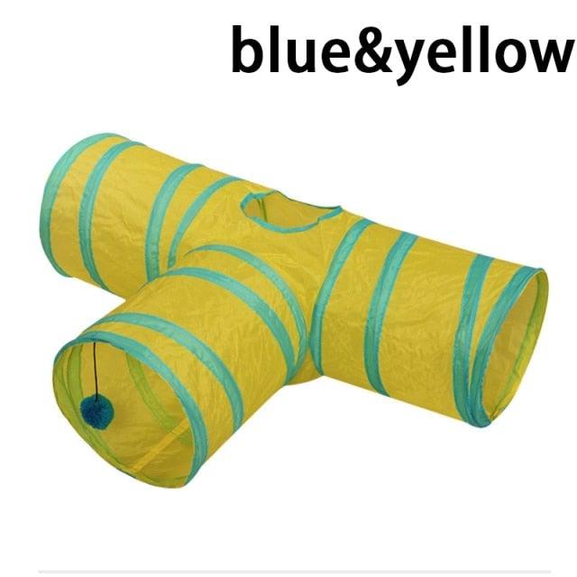 Collapsible Cat Tunnel Toy | Foldable S-Tube with Crinkle Sides & Peepholes | 2–5 Holes Stevvex