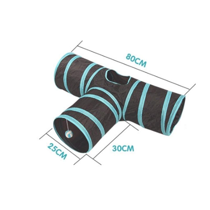 Collapsible Cat Tunnel Toy | Foldable S-Tube with Crinkle Sides & Peepholes | 2–5 Holes Stevvex