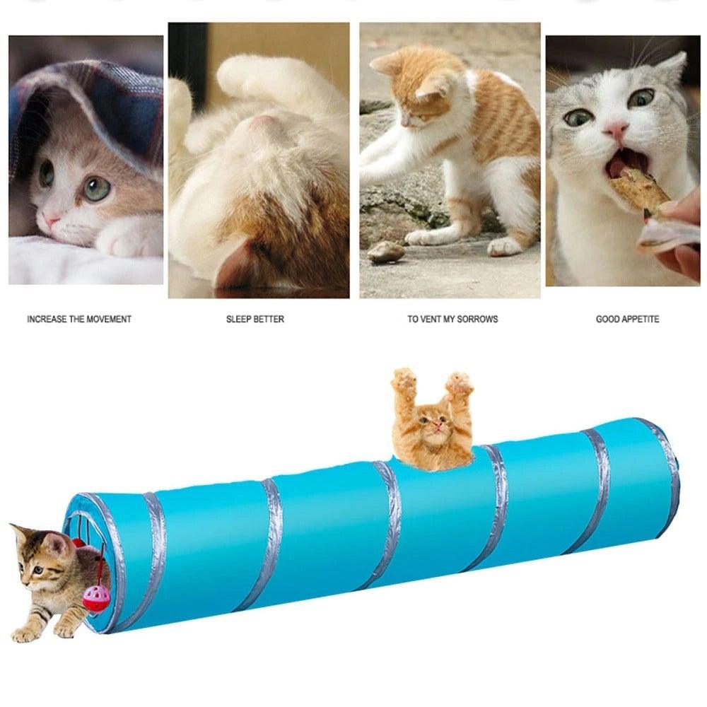 Collapsible Cat Tunnel Toy | Foldable S-Tube with Crinkle Sides & Peepholes | 2–5 Holes Stevvex