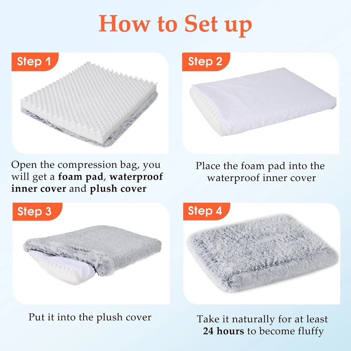 Orthopedic Dog Bed for Large Dogs – Egg Crate Memory Foam with Washable & Waterproof Cover | 36"x28" | Gray MJ's Pet Closet