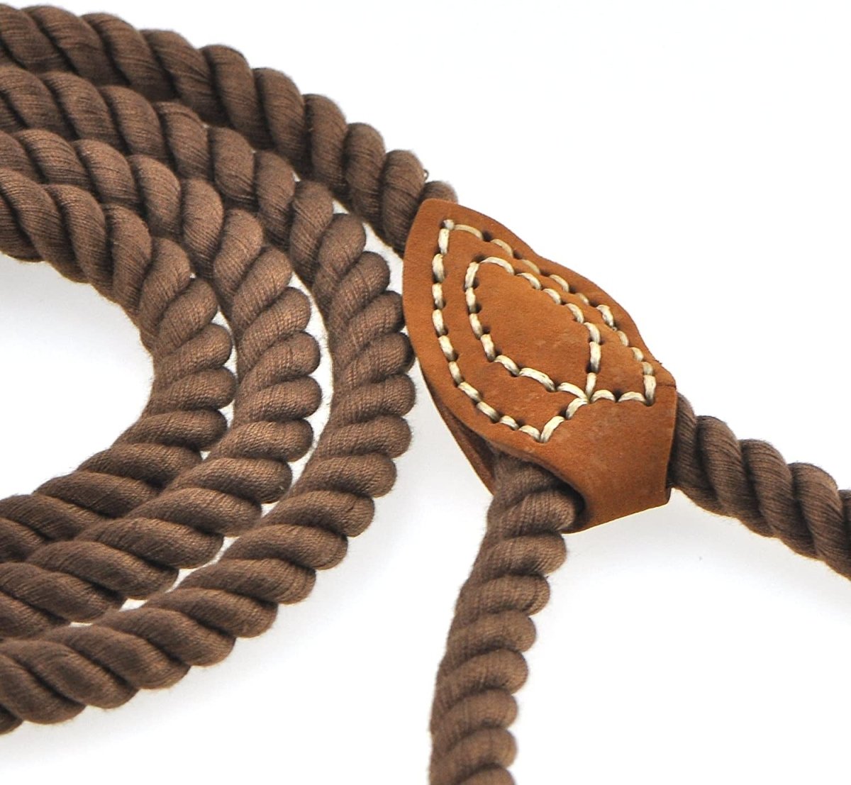 Braided Cotton Rope Dog Leash with Genuine Leather Handle – 4 Feet MJ's Pet Closet
