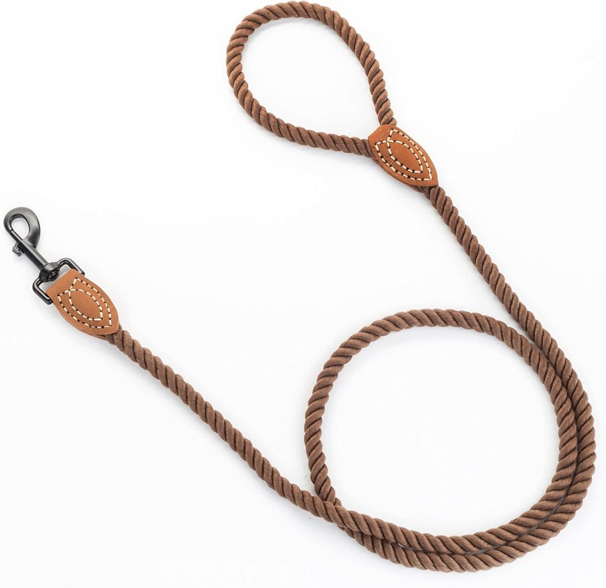 Braided Cotton Rope Dog Leash with Genuine Leather Handle – 4 Feet MJ's Pet Closet