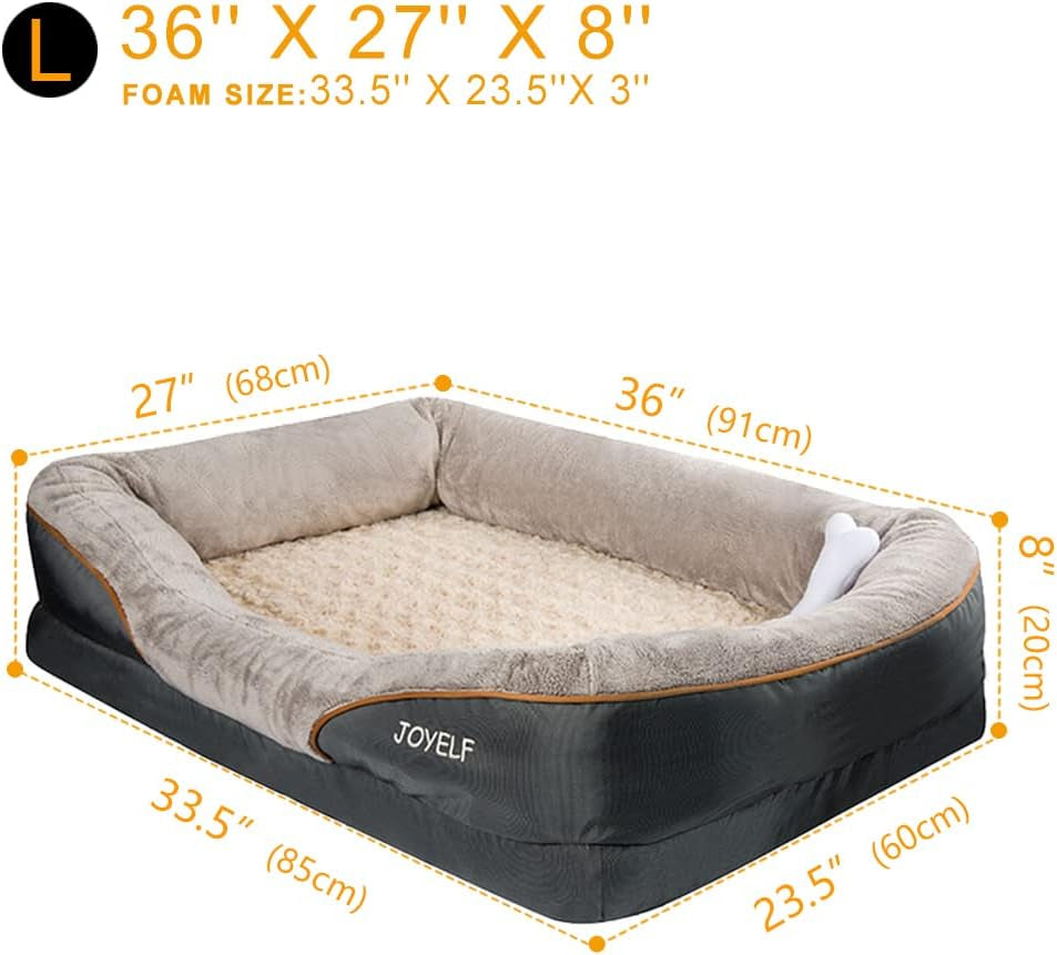 Large Memory Foam Dog Bed – Nonslip, Machine Washable Cover MJ's Pet Closet