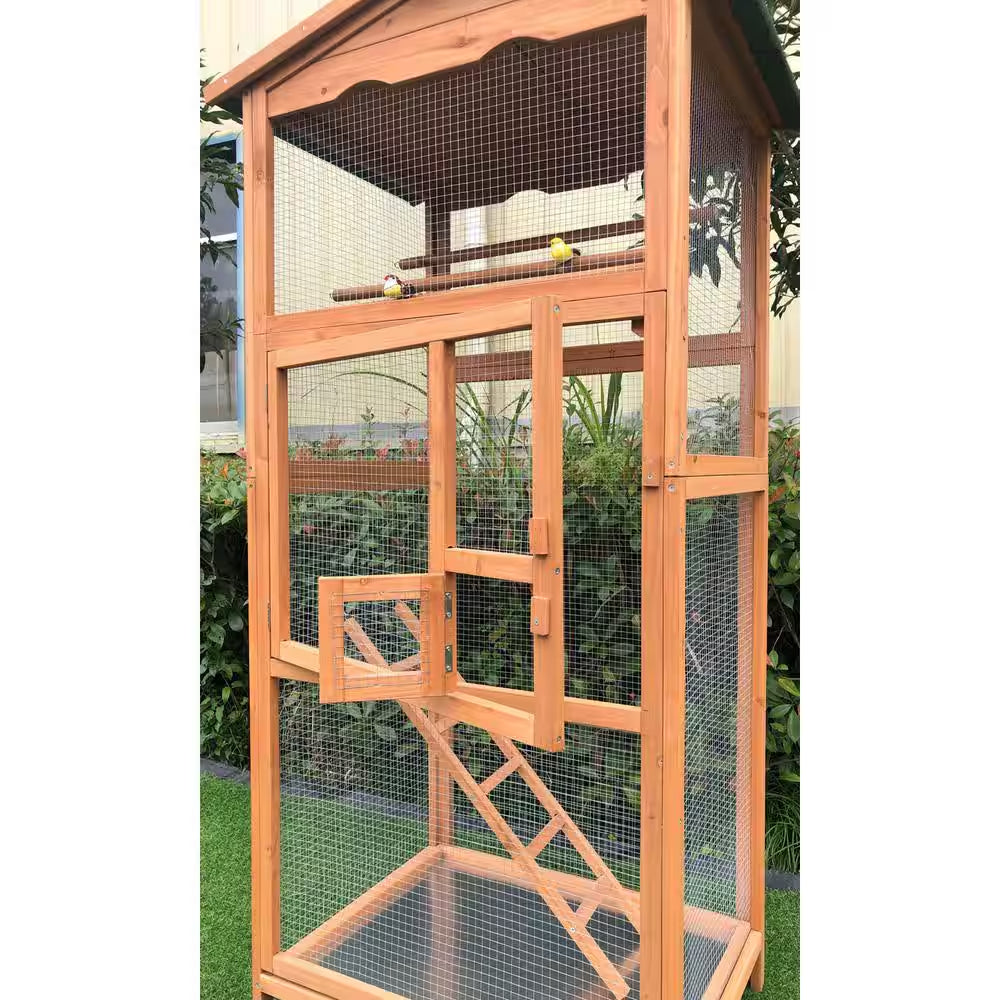 Hanover Outdoor Wooden Bird Cage – 69" Tall Aviary for Small Birds | Parakeets, Cockatiels, Finches & Parrots MJ's Pet Closet