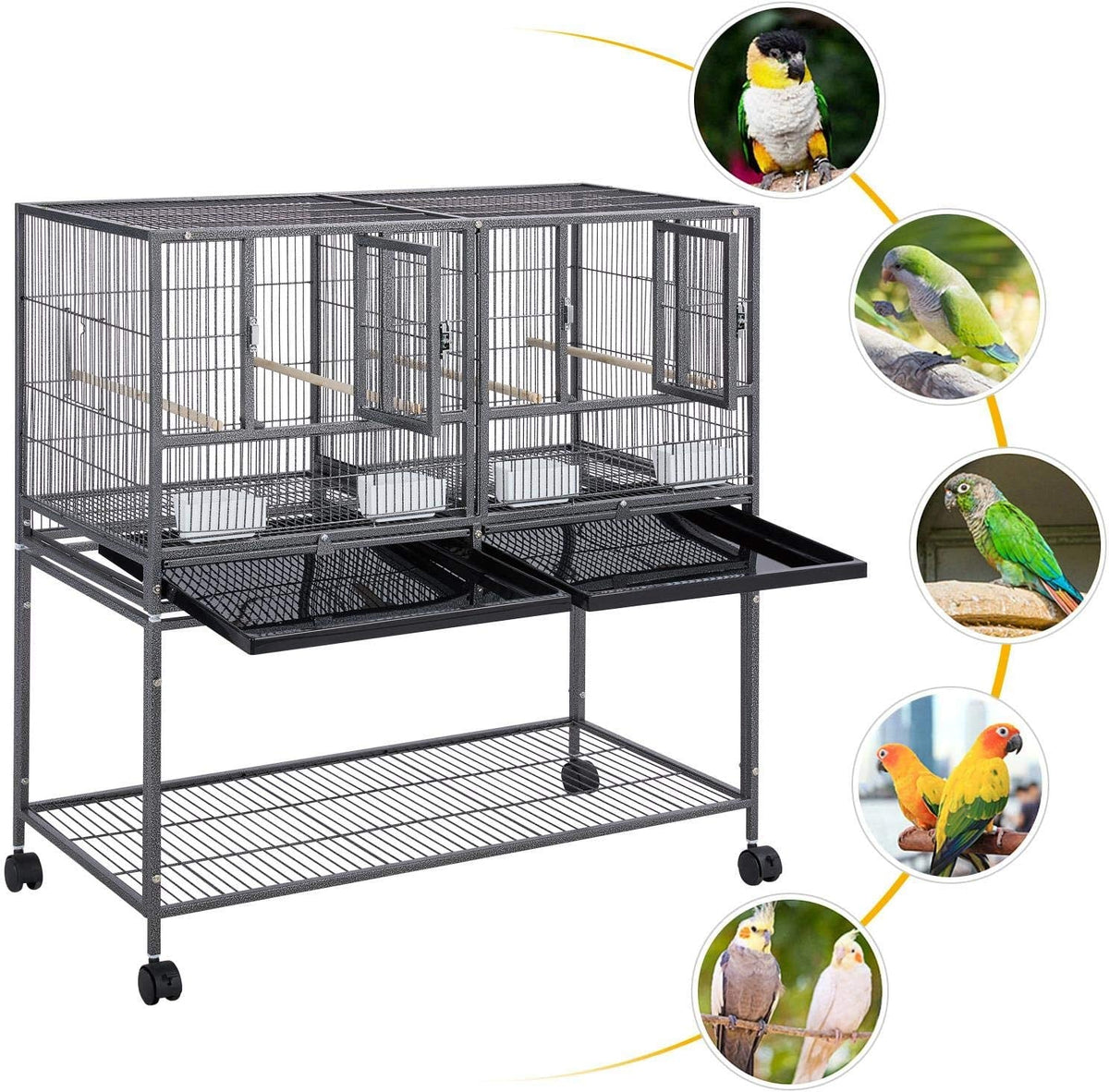 Yaheetech 41.5" Stackable Divided Bird Breeder Cage MJ's Pet Closet