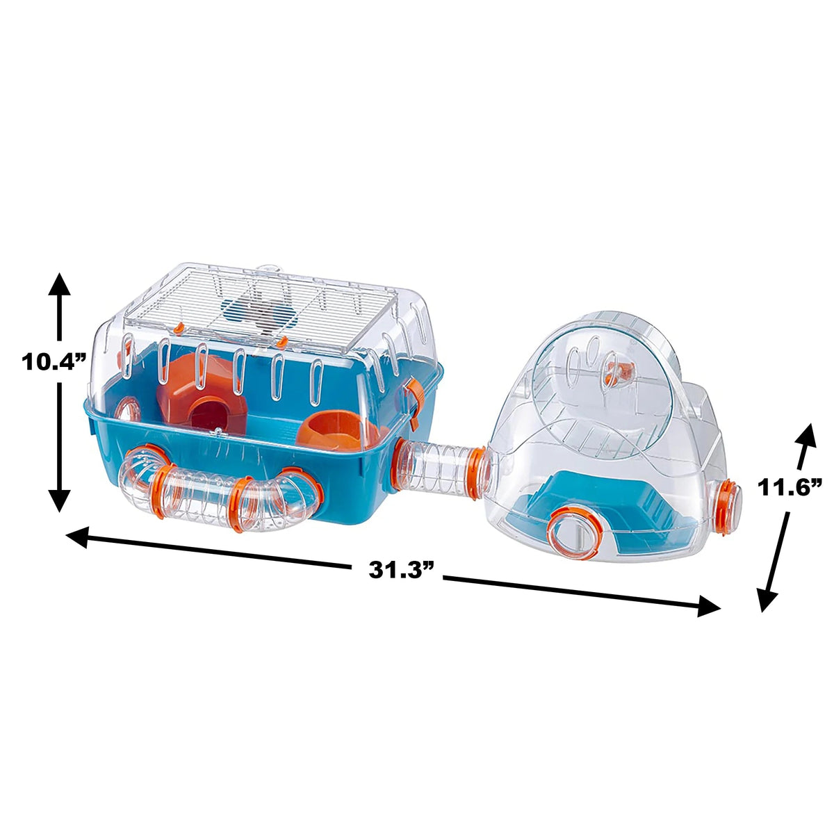 Ferplast Combi 2 Modular Hamster Cage with Accessories โ 31.3"L x 11.61"W x 10.35"H | Blue MJ's Pet Closet