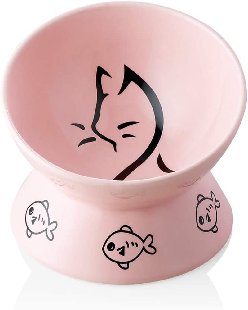 Pink yoyo with black cat and fish designs on a white background