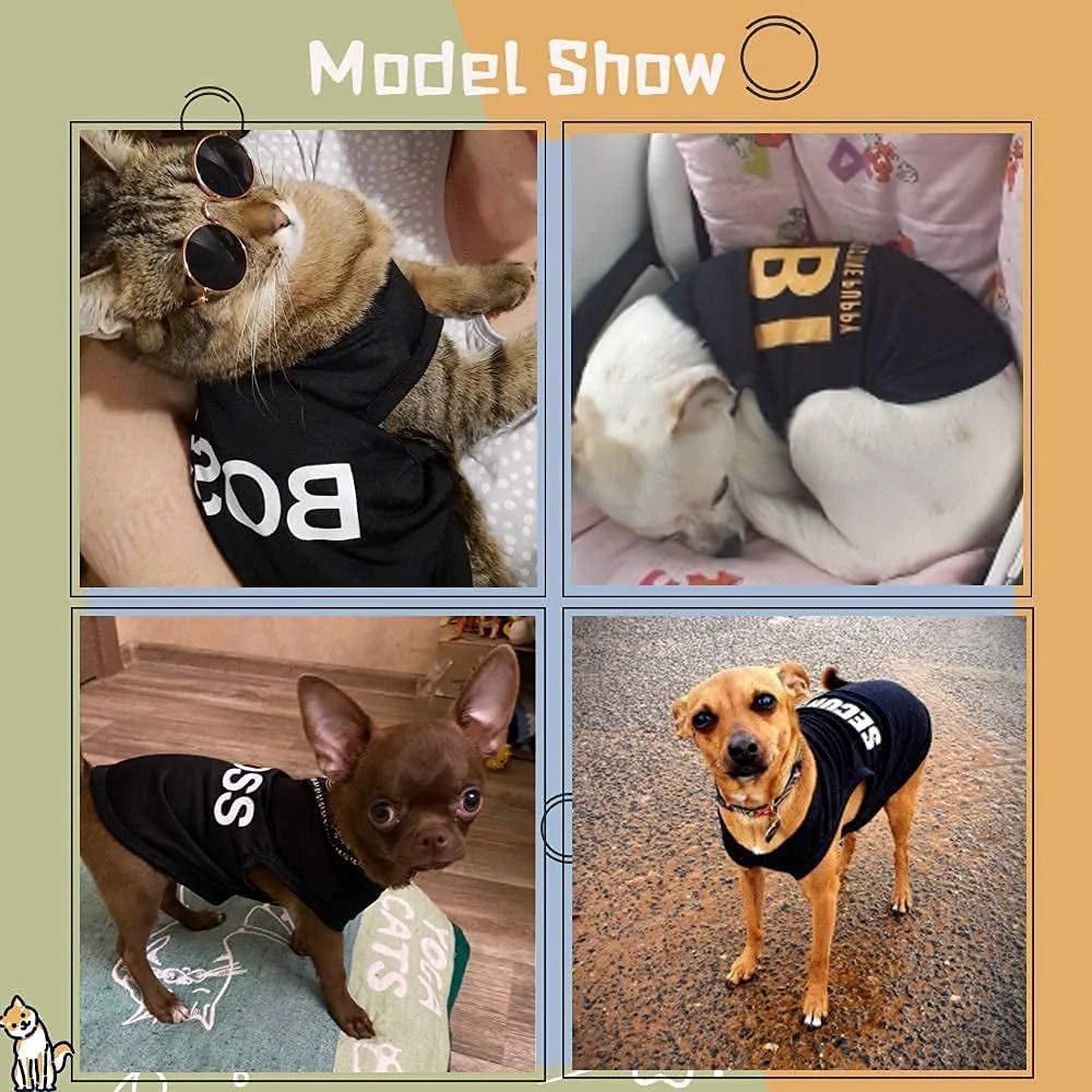 4-Pack Dog Shirts for Small Dogs – BOSS, FBI, K9 UNIT, SECURITY MJ's Pet Closet