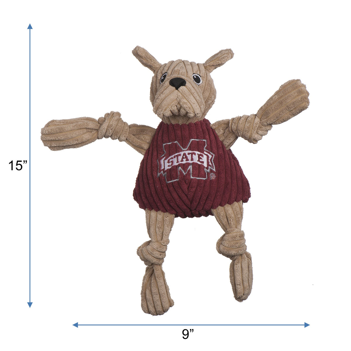 Mississippi State Bulldogs Bully Knottie® Plush Dog Toy – Officially Licensed NCAA HuggleHounds