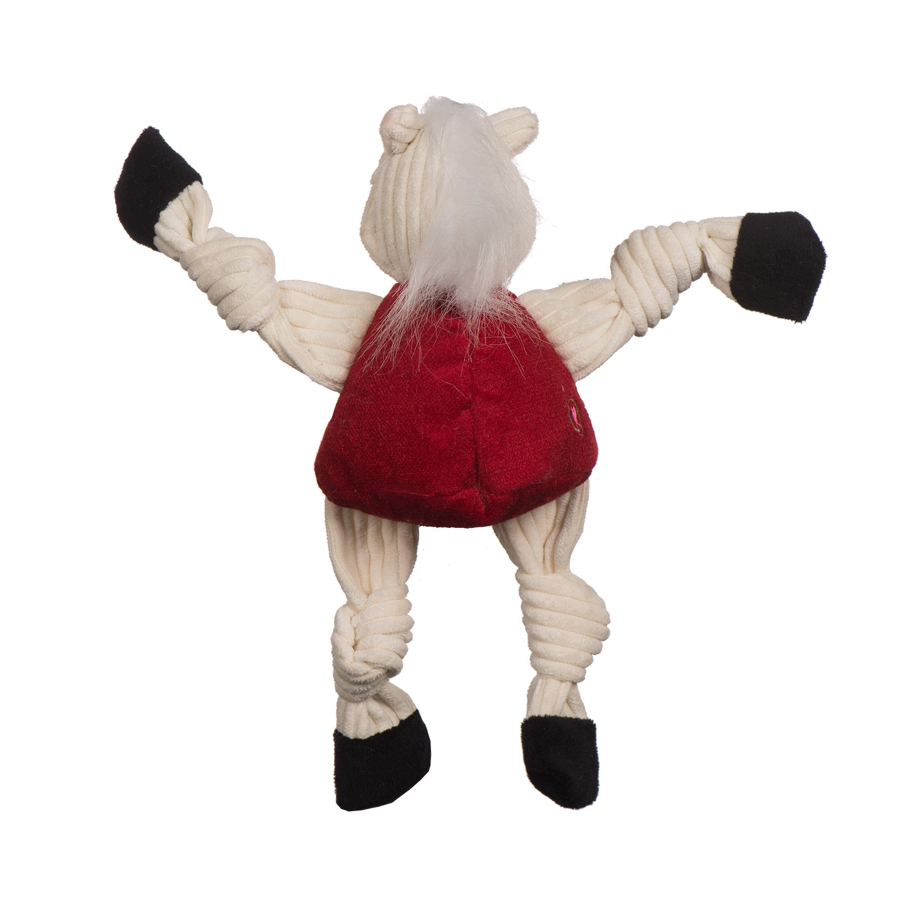 Toy figure of a character with white rope-like arms and legs, wearing a red outfit on a white background