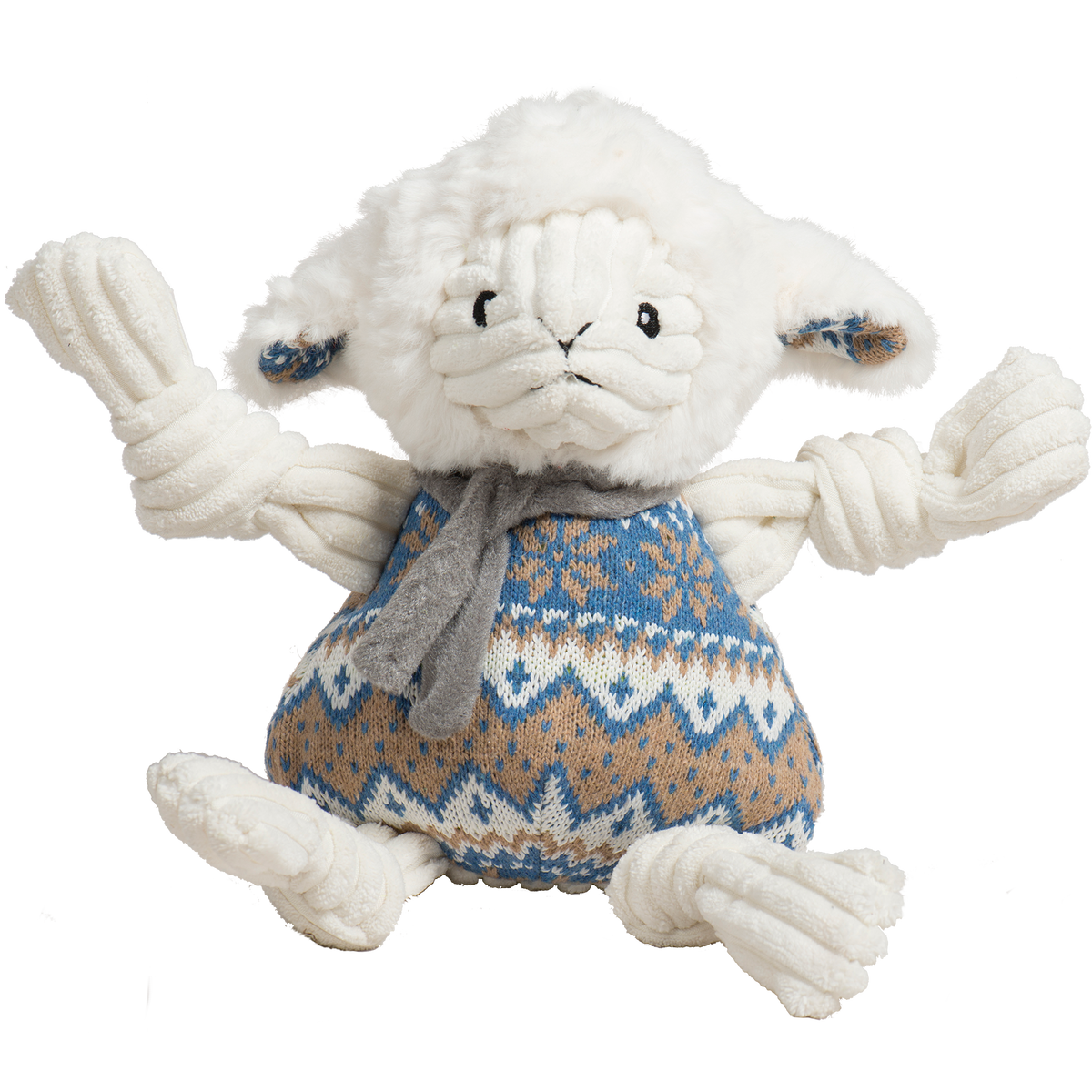 Leo Lamb Knottie® Plush Dog Toy – 5 Squeakers, Tuffut Technology®, Small & Large HuggleHounds