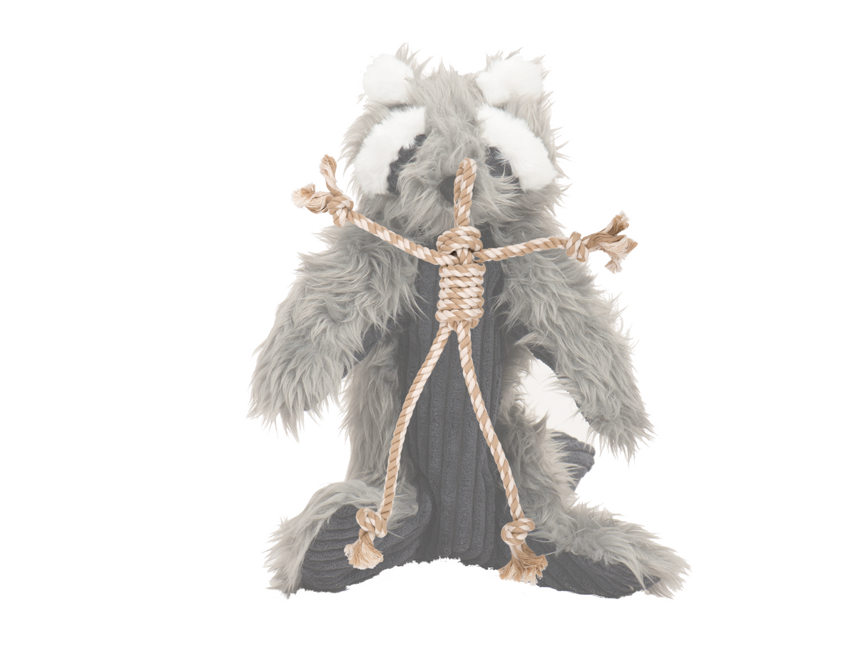 Redwood Raccoon X-Brace™ Plush Dog Toy – Squeaky, Crinkle & Machine Washable, 19" HuggleHounds