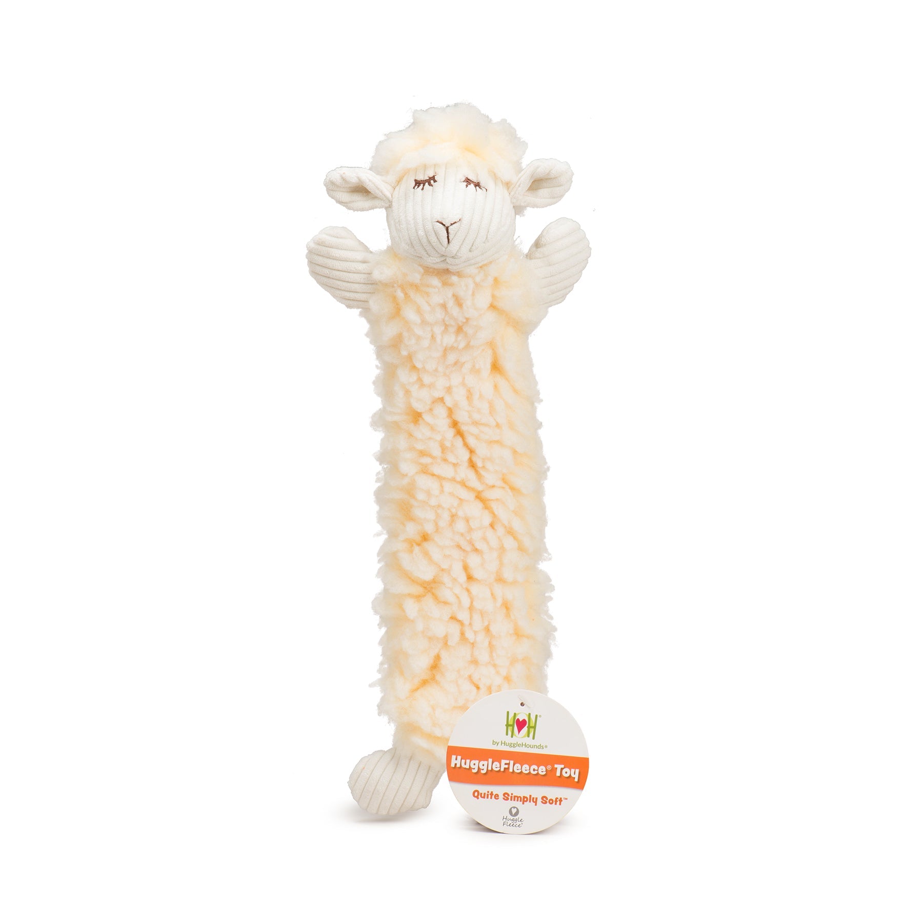 Dog toy shaped like a sheep with a rope, on a white background