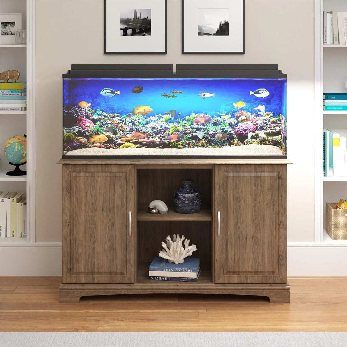 Ameriwood Home Alta Vista Aquarium Stand for 50–75 Gallon Tanks – Rustic Oak MJ's Pet Closet
