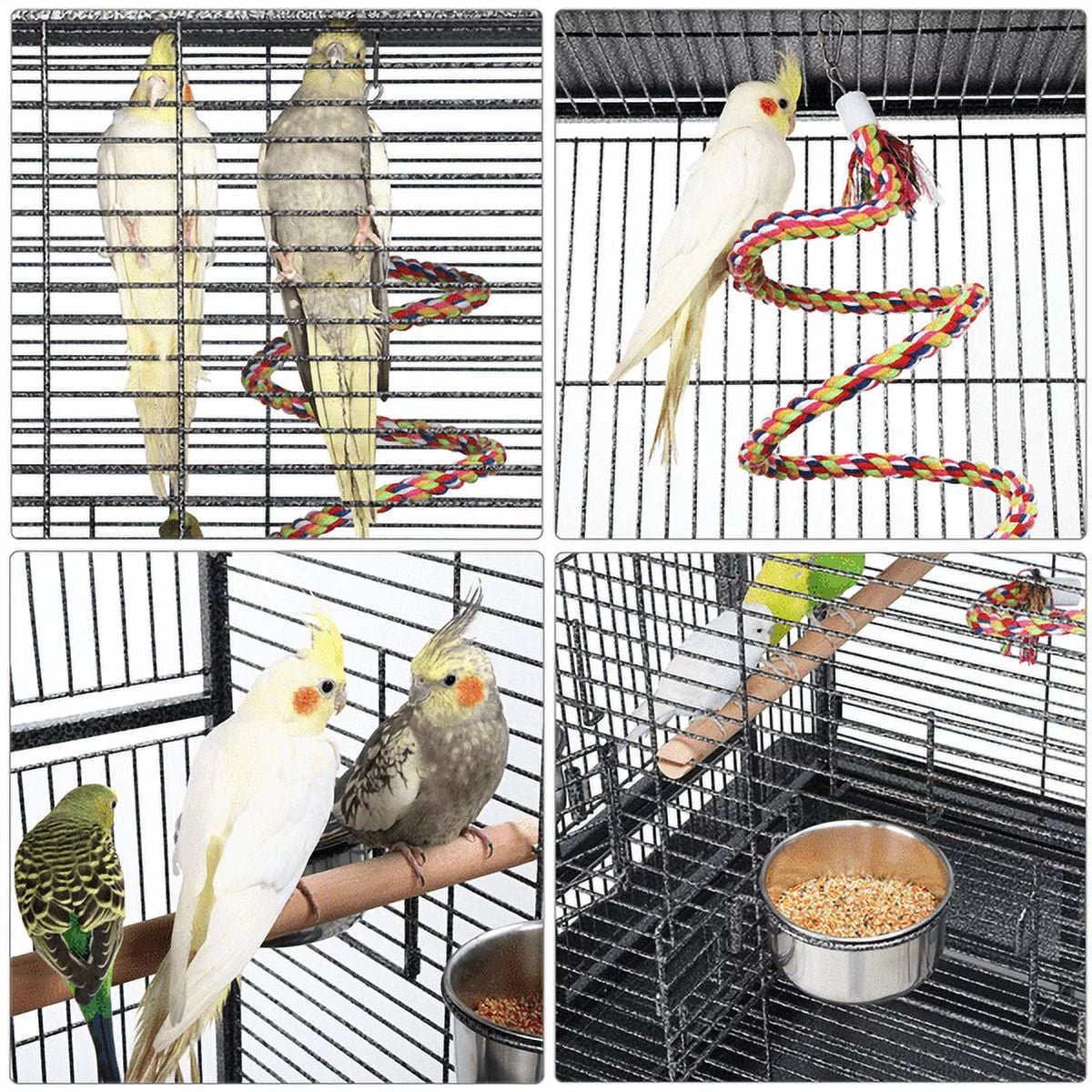 Yaheetech 68.5" Rolling Metal Parrot Cage โ Large Bird Cage with Open Play Top, Perch & Feeding Bowls | Black MJ's Pet Closet