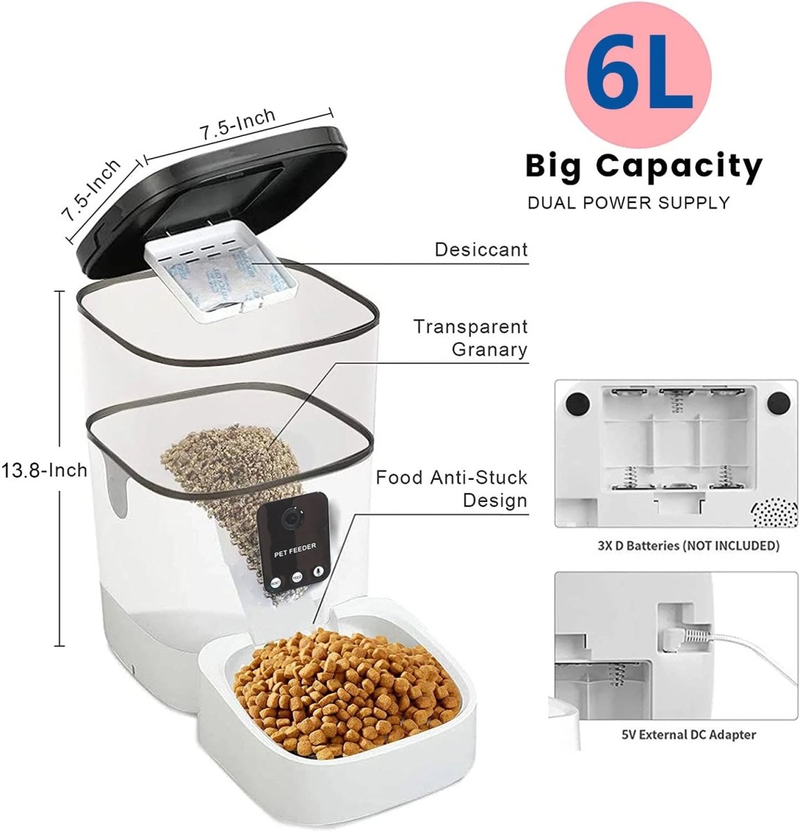 6L Automatic Pet Feeder with 1080P Camera, WiFi App Control & 2-Way Audio – Cats & Dogs MJ's Pet Closet