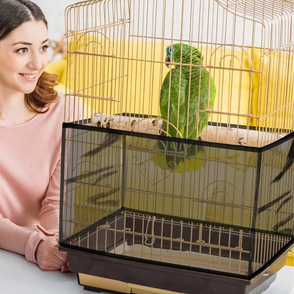 Bird Cage Cover, Tidy & Seed Catcher Skirt | Keeps Floors Clean | Multiple Sizes | Black MJ's Pet Closet