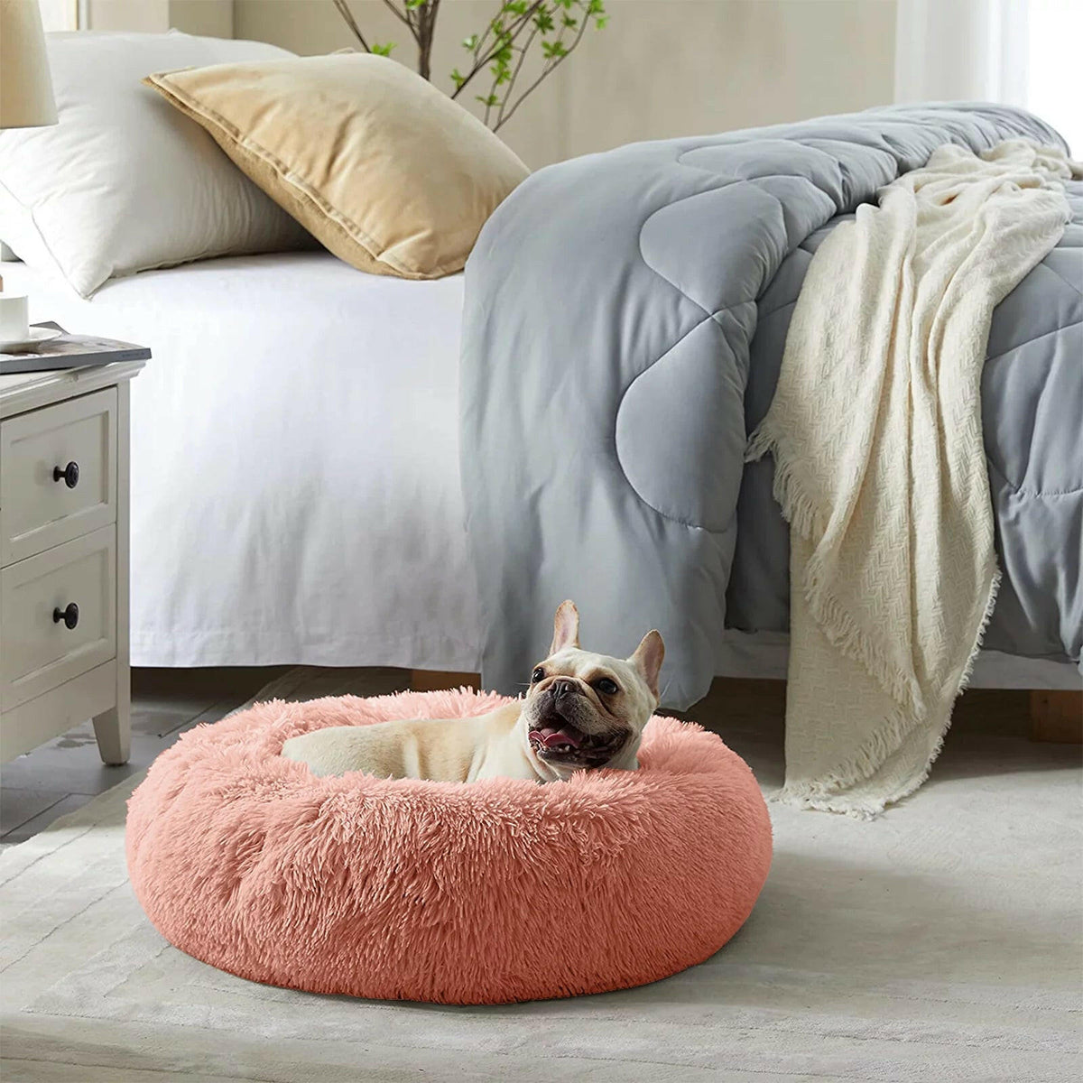 Cozy Donut Dog Bed – Anti-Anxiety & Self-Warming Plush Bed for Dogs & Cats MJ's Pet Closet