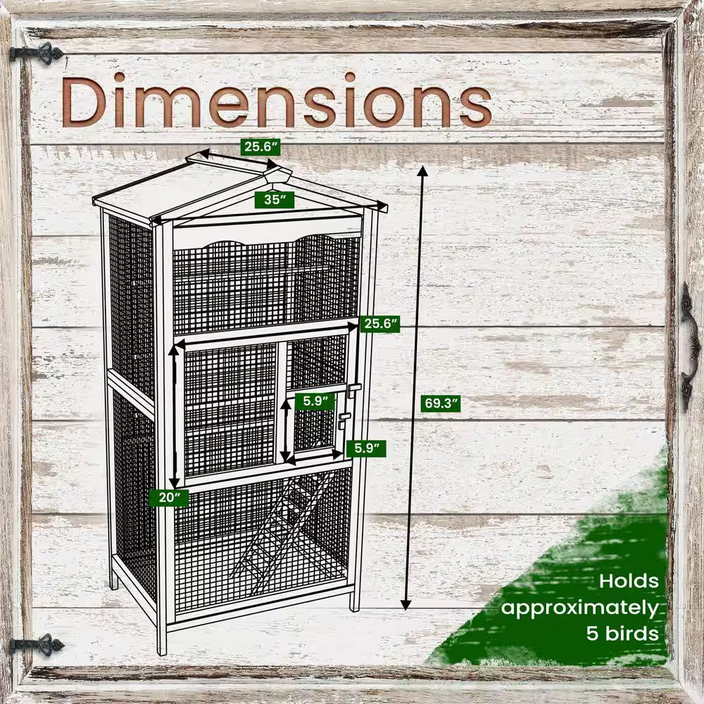 Hanover Outdoor Wooden Bird Cage – 69" Tall Aviary for Small Birds | Parakeets, Cockatiels, Finches & Parrots MJ's Pet Closet