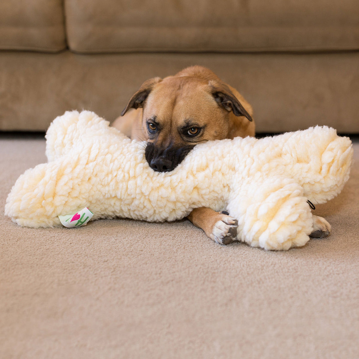 HuggleFleece® 2-Foot Plush Bone Dog Toy — Soft, Washable & Squeaky HuggleHounds