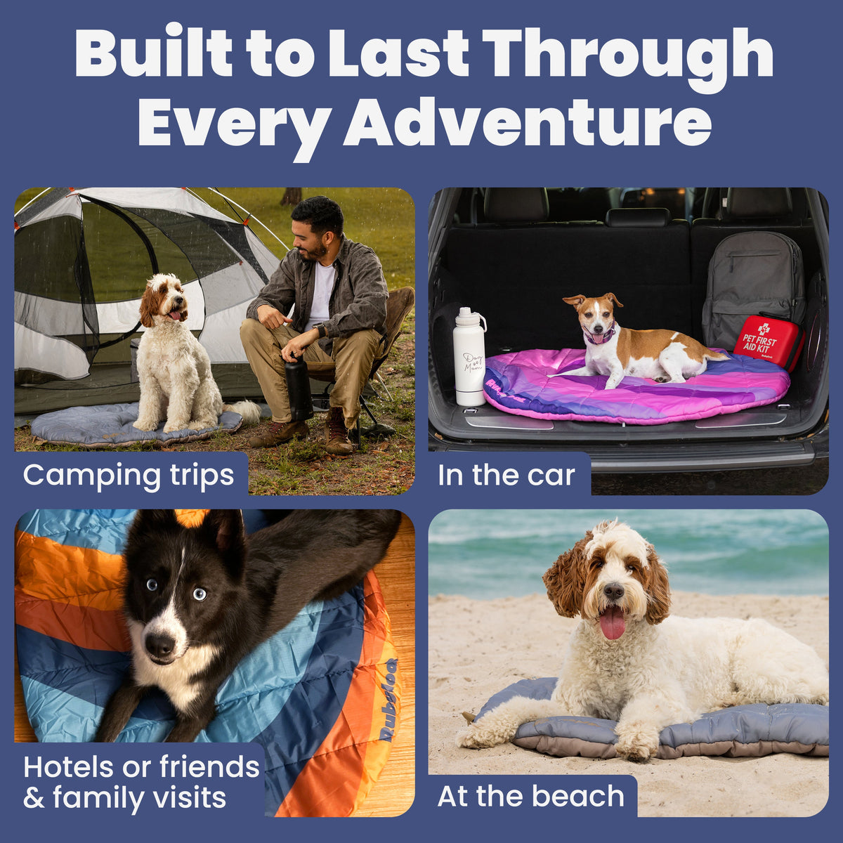 Travel Dog Bed - Foldable & Packable for Travel, Road Trip, Camping Rubyloo