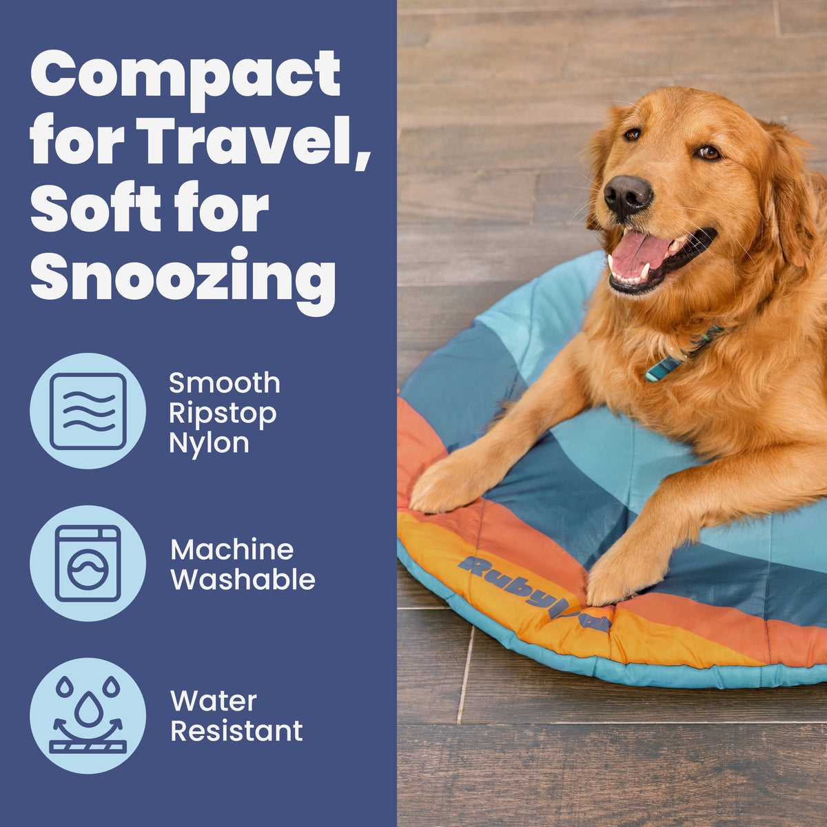 Travel Dog Bed - Foldable & Packable for Travel, Road Trip, Camping Rubyloo