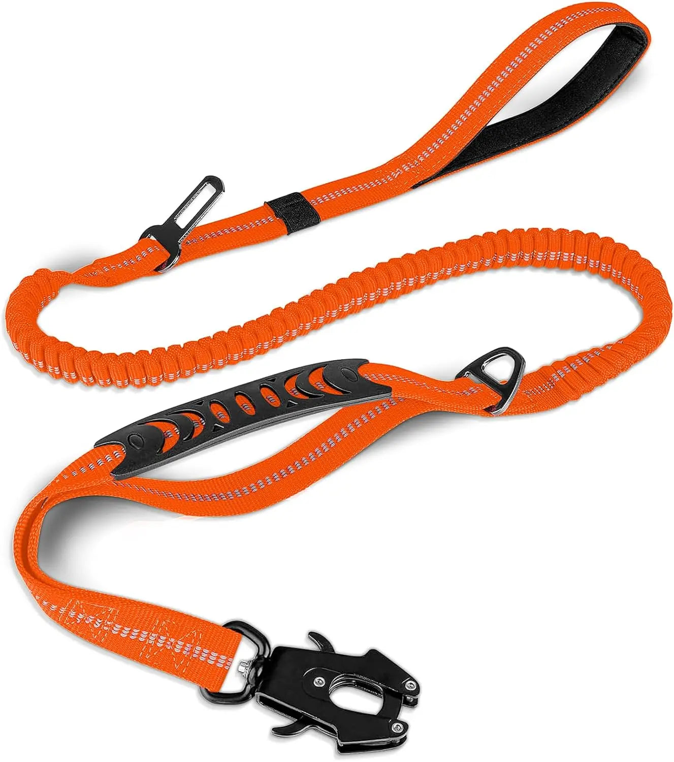 Reflective Shock Absorbing Leash with Car Seatbelt