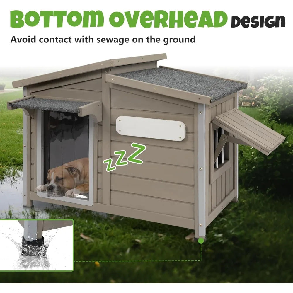 Large Outdoor Wooden Weatherproof House with Adjustable Vent