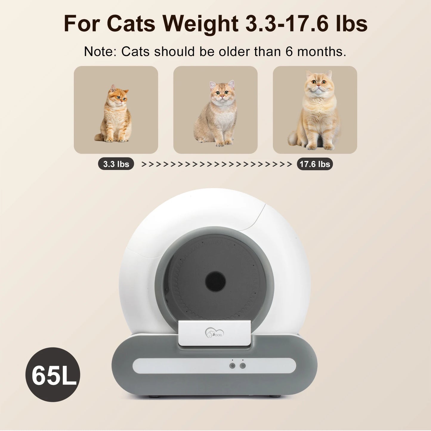 65L Self-Cleaning Cat Litter Box App Control