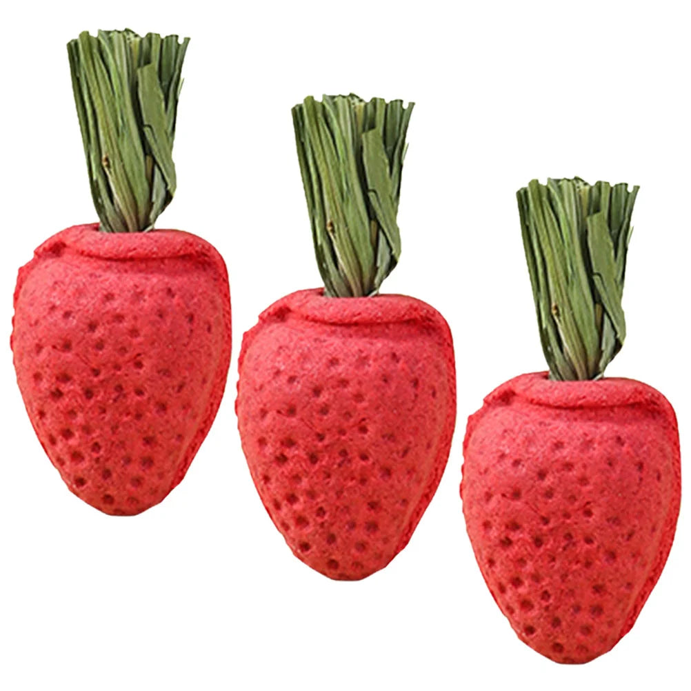 3Pcs Hamster Molar Toy Tooth Molding Strawberry