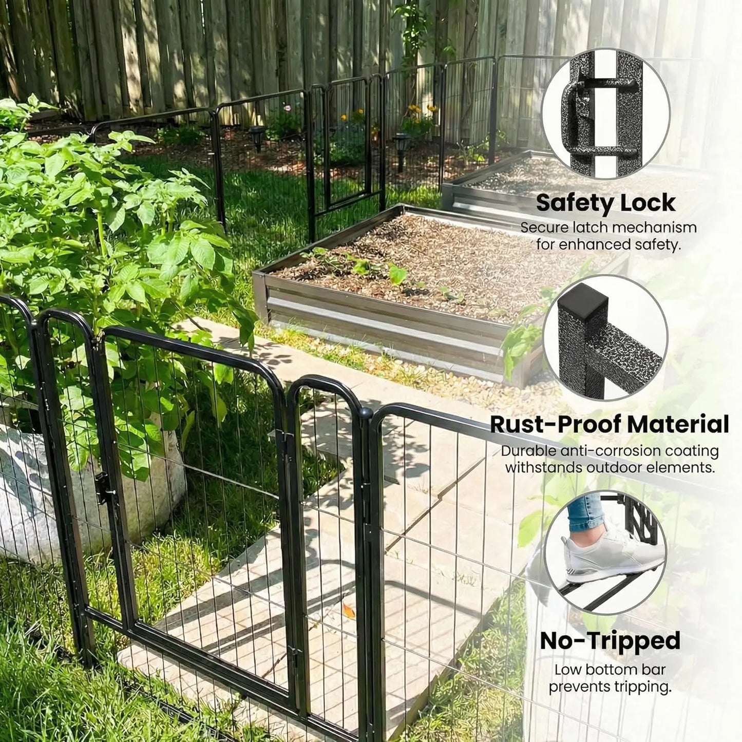 16 Panels 40'' Rustproof Metal Dog Fence