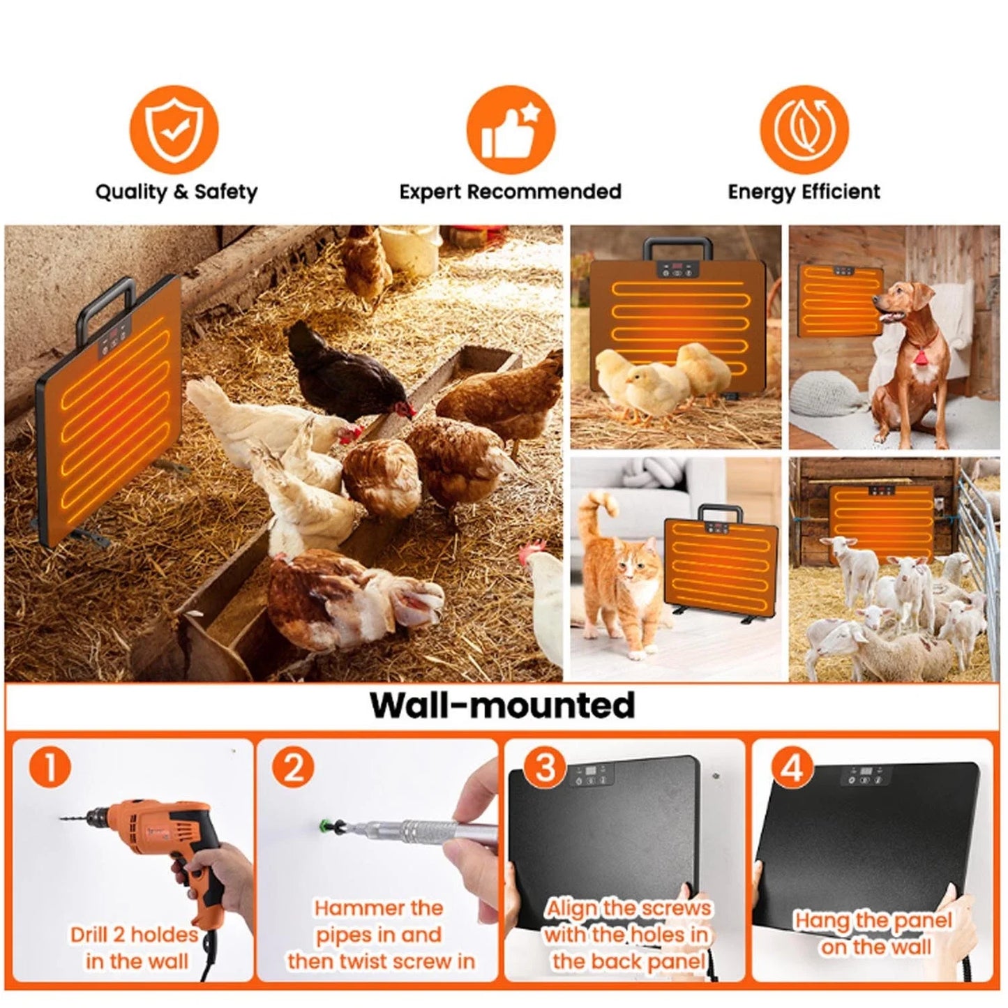 1PC Chicken Coop Thermostatic Heating Panel