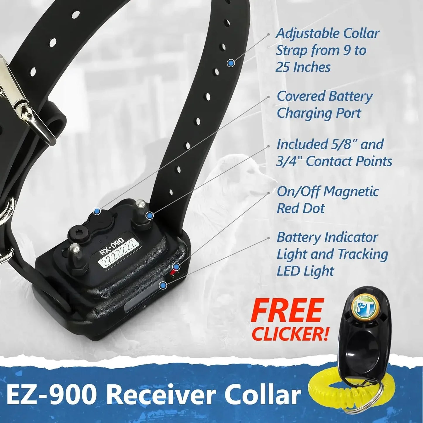 EZ-900 E Collar for Dog Training with Remote - 1/2 Mile Range Waterproof