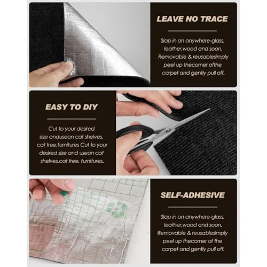 Mat Trimmable Self-Adhesive Carpet for DIY Cat Climbing and Scratching