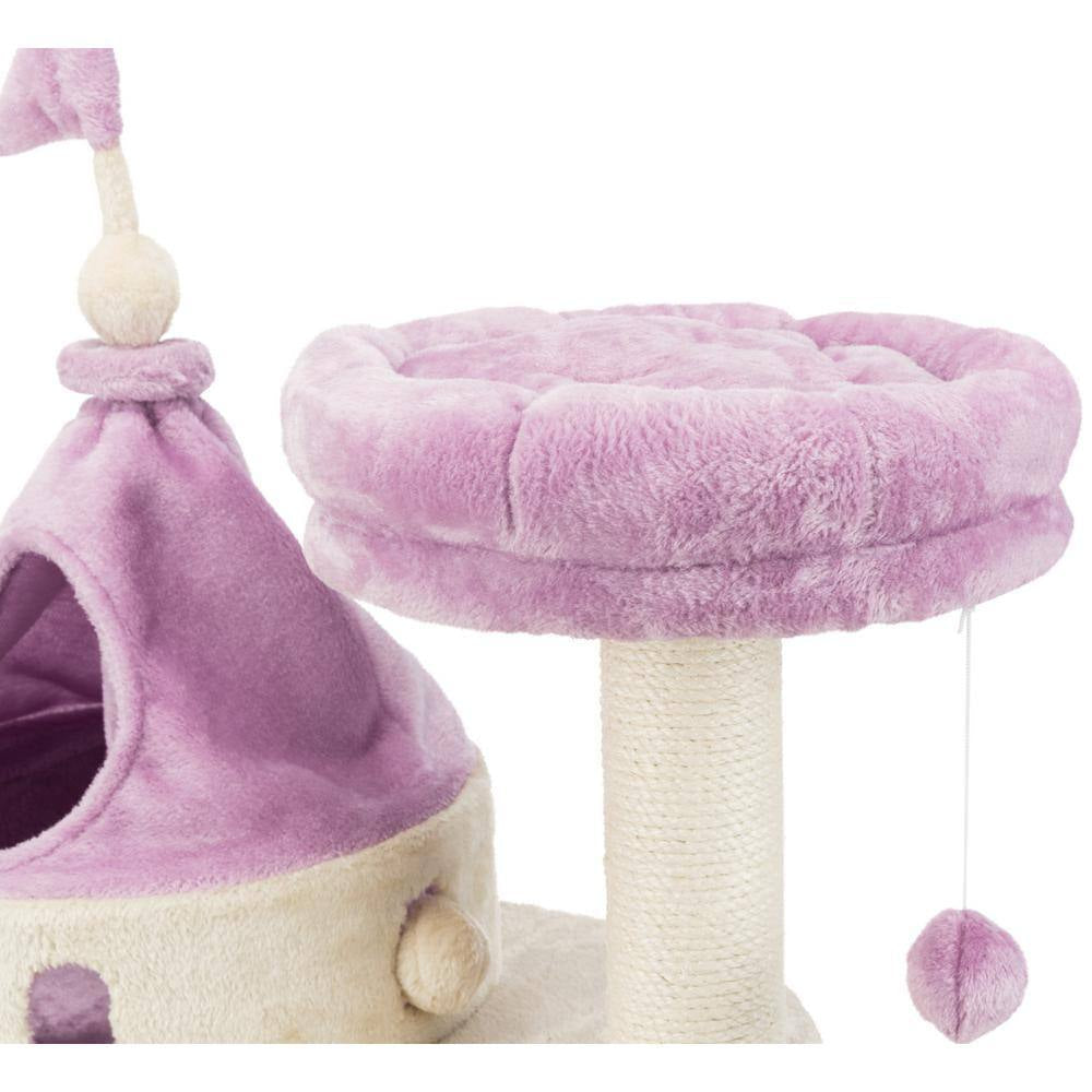 TRIXIE My Kitty Darling Cat Castle – Beige/Purple MJ's Pet Closet