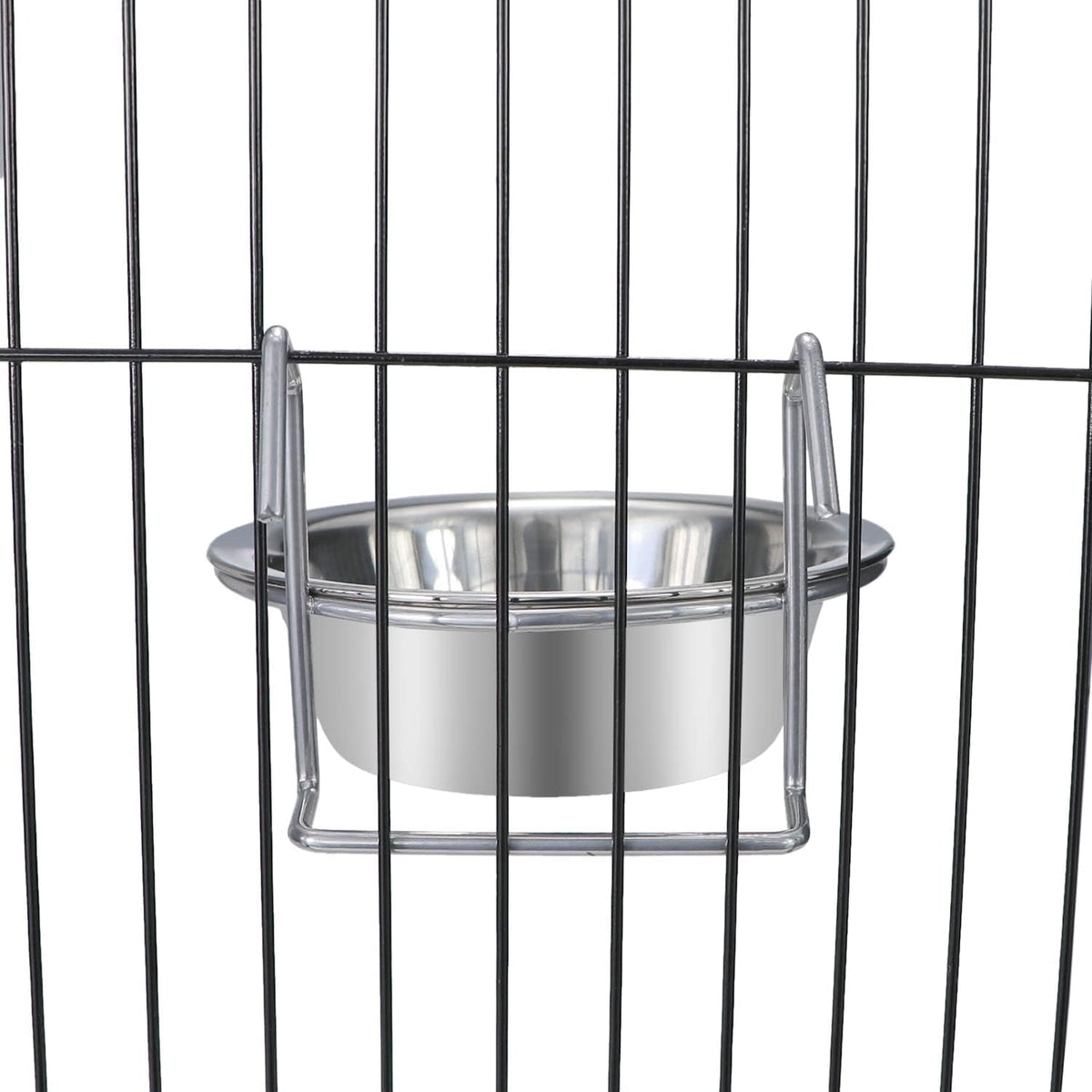 Stainless Steel Hanging Pet Bowl – Cage Feeder for Birds, Parrots, Small Dogs & Cats | Small (3.9" x 1.8", 10 oz) MJ's Pet Closet