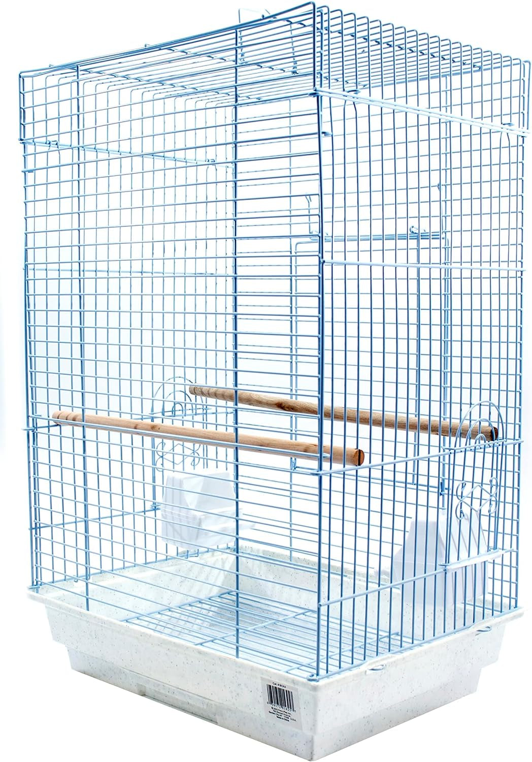 Bird cage with wire design on a white background